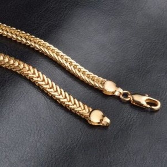 ❤️  20" Gold Link Chain Necklace Unisex Franco Necklace Chain 18K Gold Plated Ne - Picture 6 of 6